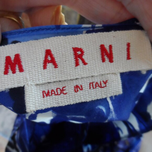 Marni Blue Abstract Print Sleeveless Cotton Dress Size IT 38- US 2 - Picture 14 of 16